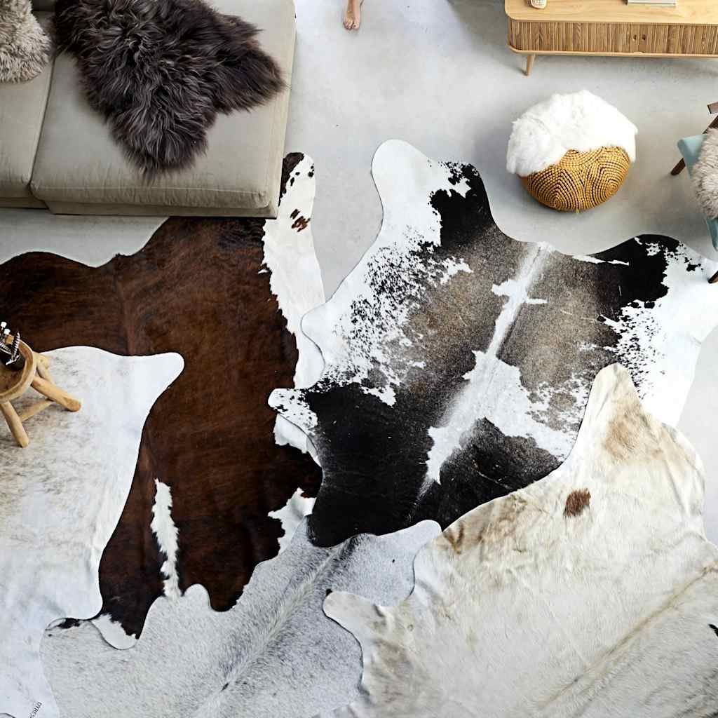 Tappeto in Vera Pelle Bovina Bianco e Nero 150x170 cm vidaXL