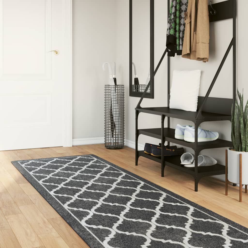 Tappeto Lavabile Nero e Bianco 80x300 cm vidaXL