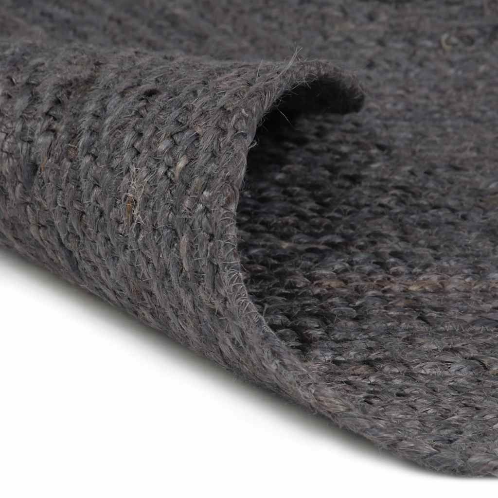 Tappeto Lavorato a Mano in Juta Rotondo 120 cm Grigio Scuro vidaXL