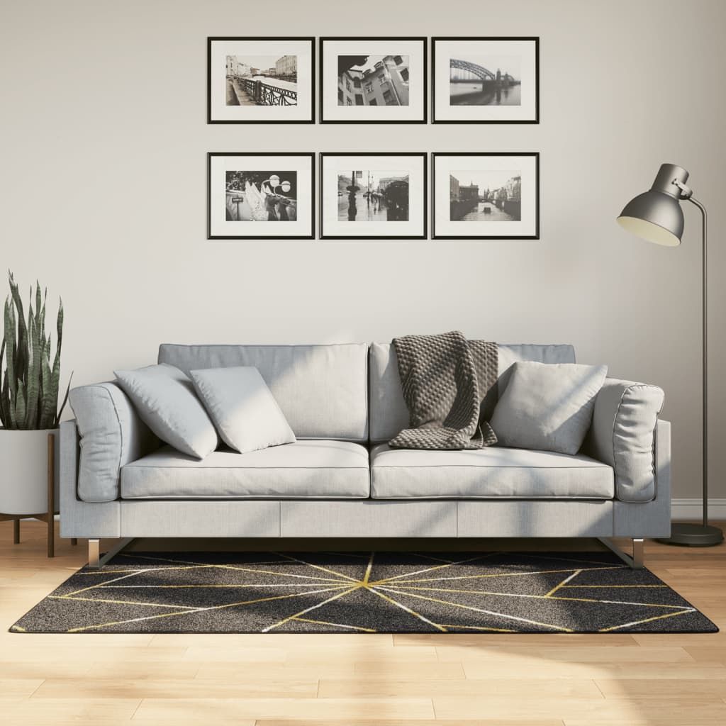 Tappeto Lavabile Nero e Oro 80x150 cm vidaXL