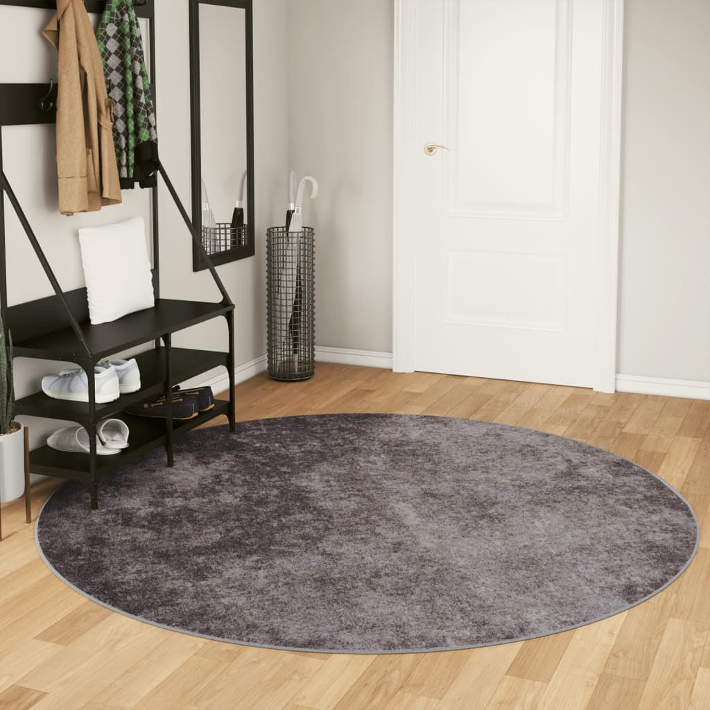 Tappeto Lavabile Grigio Ø 200 cm vidaXL