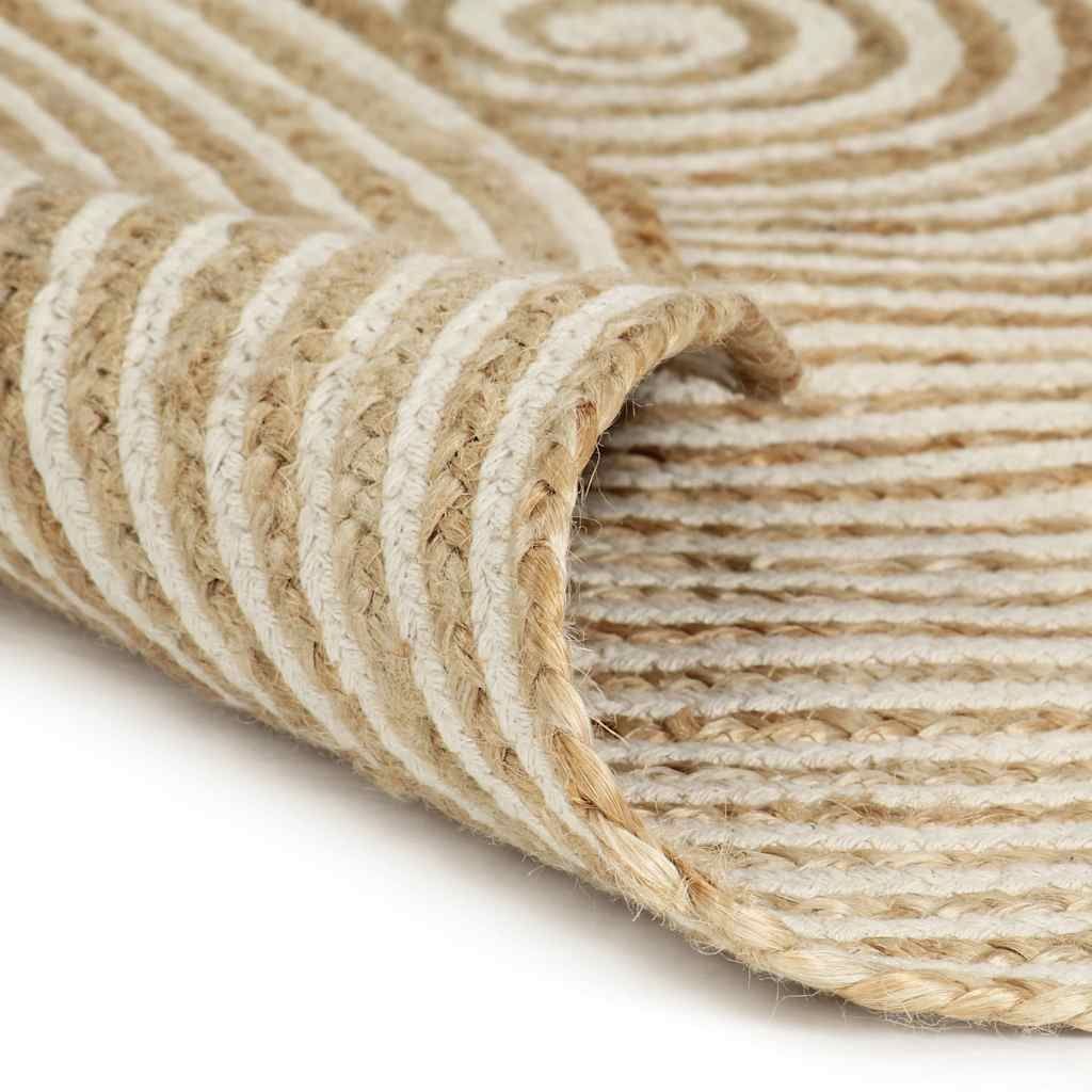 Tappeto Lavorato a Mano in Juta Design a Spirale Bianco 150 cm vidaXL