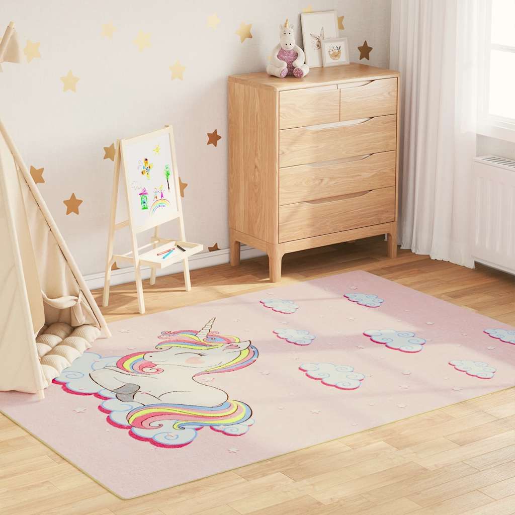 Tappeto Bambini Rosa 160x230 cm Unicorno Lavabile vidaXL