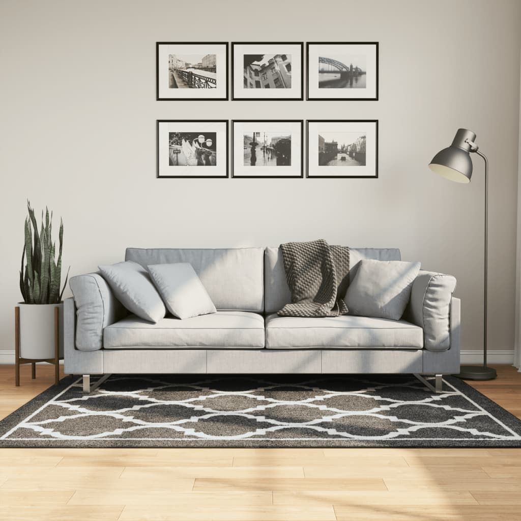 Tappeto Lavabile Nero e Bianco 120x180 cm vidaXL