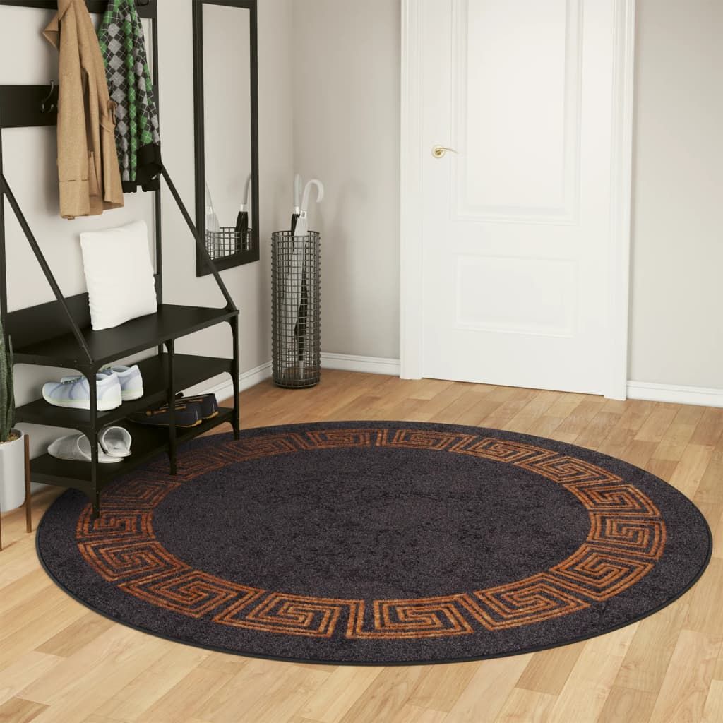 Tappeto Lavabile Nero e Oro Ø 200 cm vidaXL
