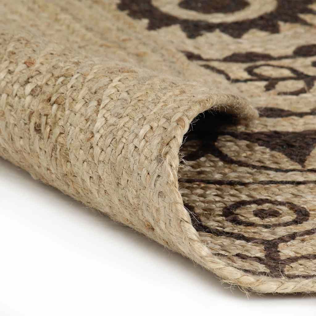 Tappeto Lavorato a Mano in Juta con Stampa Marrone Scuro 120 cm vidaXL