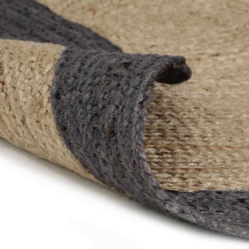 Tappeto Lavorato a Mano in Juta con Bordo Grigio Scuro 120 cm vidaXL