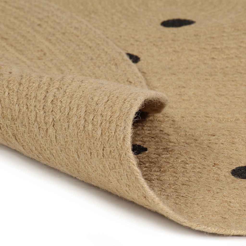 Tappeto Lavorato a Mano in Juta con Stampa a Pois 90 cm vidaXL