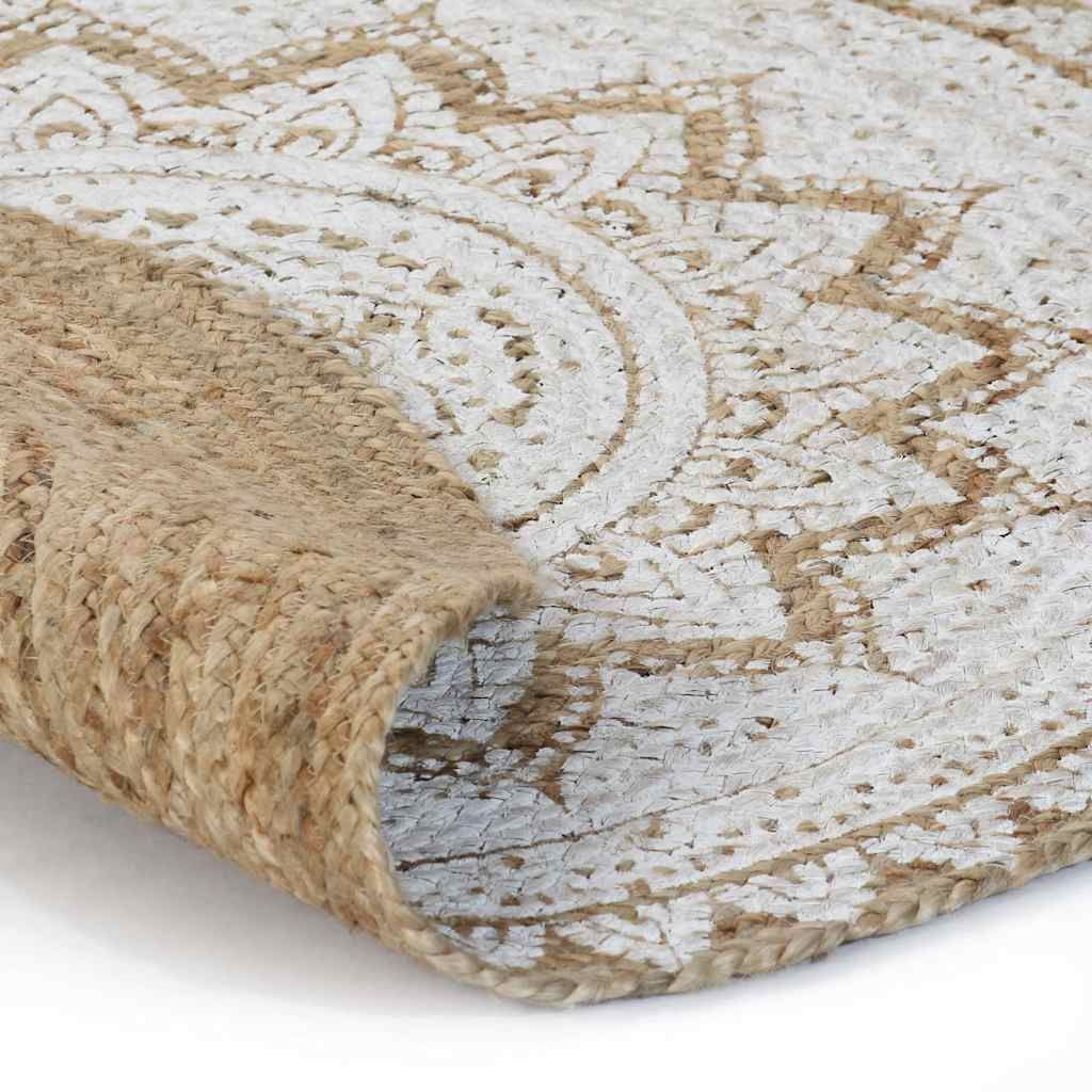 Tappeto in Juta Intrecciata con Stampa 90 cm Rotondo vidaXL