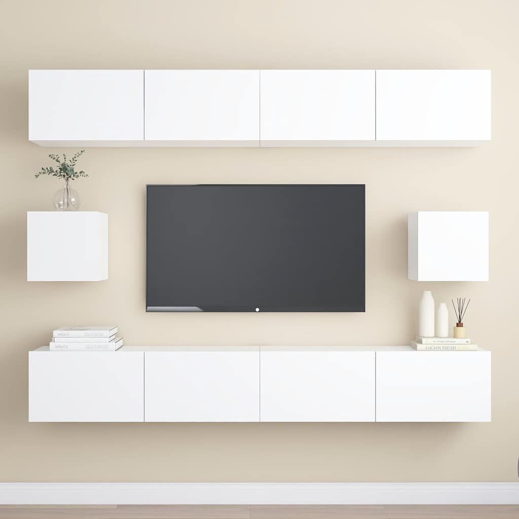 Set Mobili Porta TV 6 pz Bianco in Legno Multistrato vidaXL