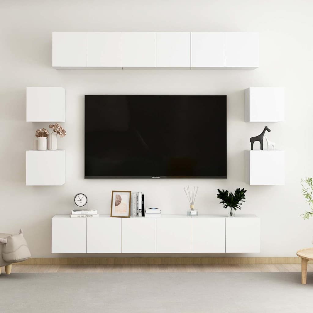 Set Mobili Porta TV 10 pz Bianco in Legno Multistrato vidaXL