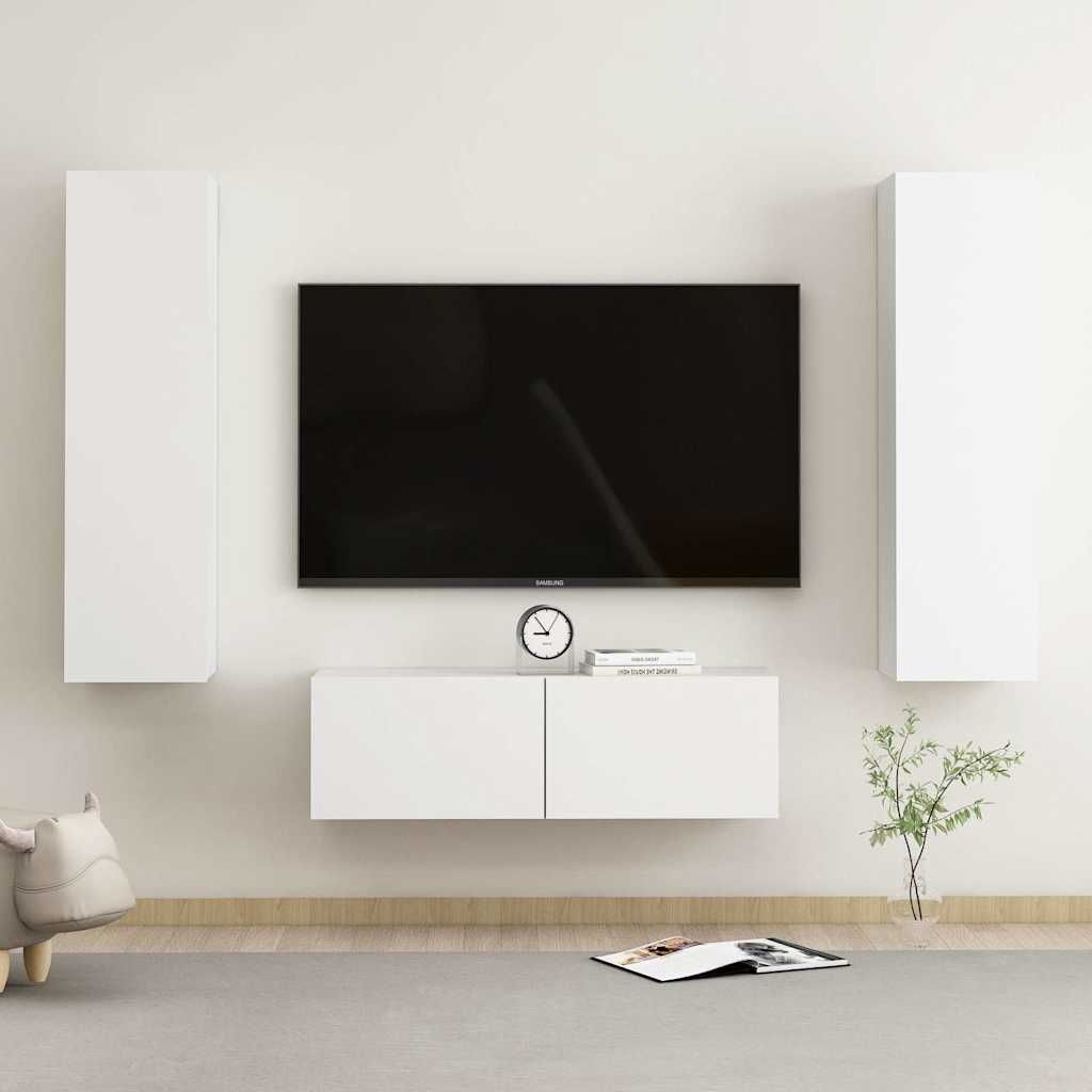 Set Mobili Porta TV 3 pz Bianco in Legno Multistrato vidaXL