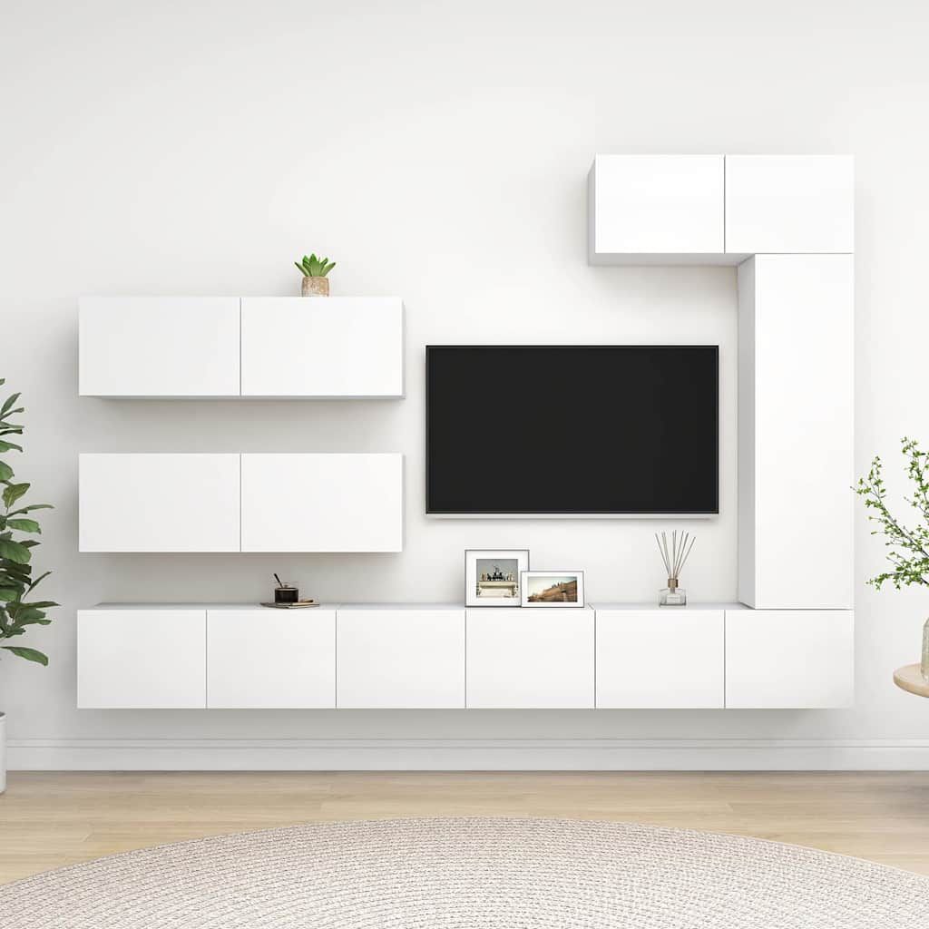Set di Mobili Porta TV 7 pz Bianco in Legno Multistrato vidaXL