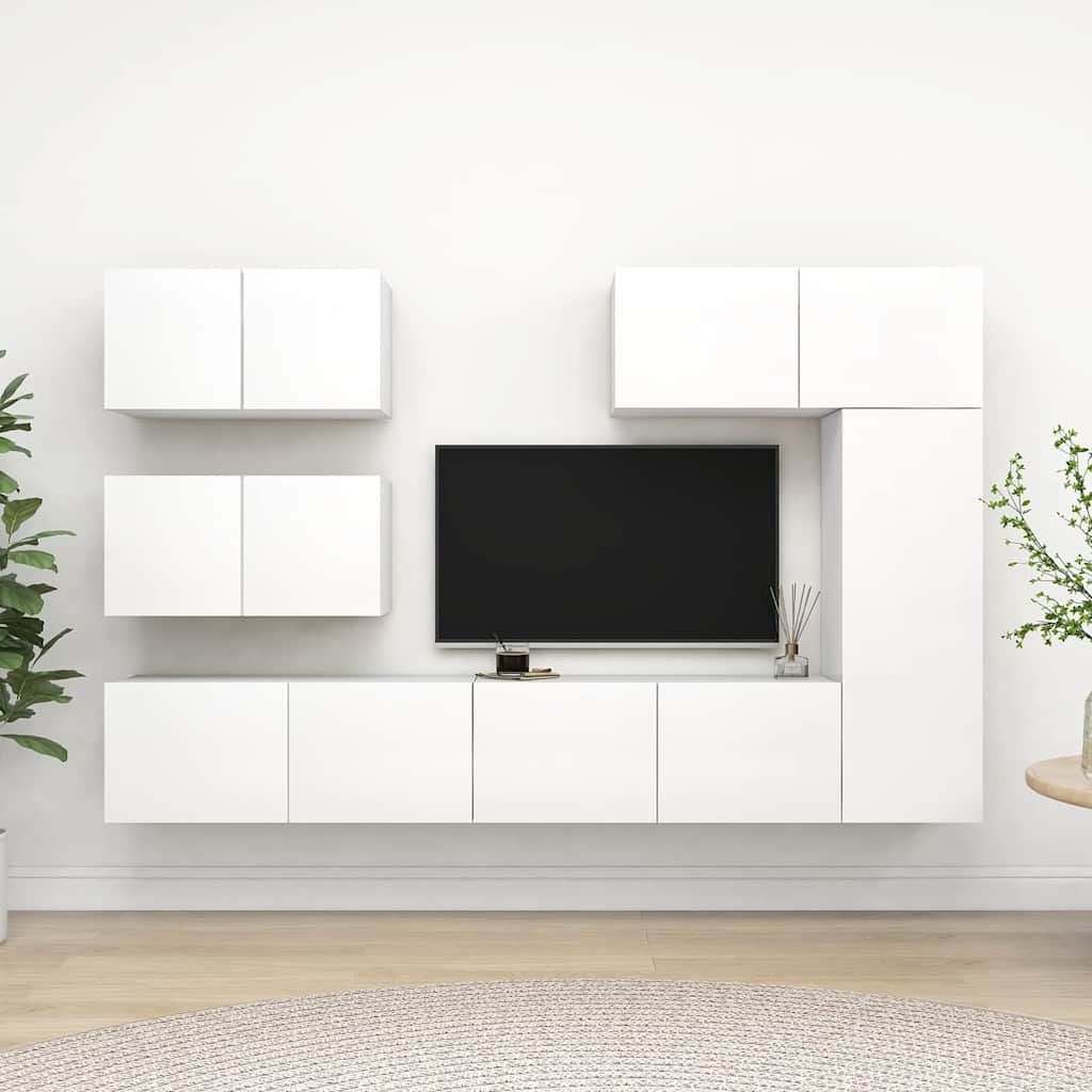Set di Mobili Porta TV 6 pz Bianco in Legno Multistrato vidaXL