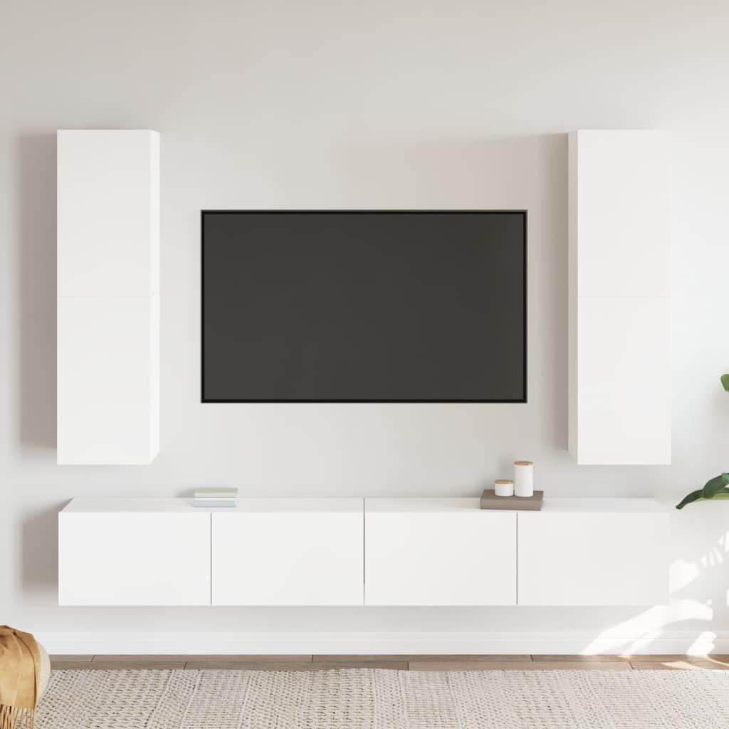 Set Mobili Porta TV 4 pz Bianco in Legno Multistrato vidaXL