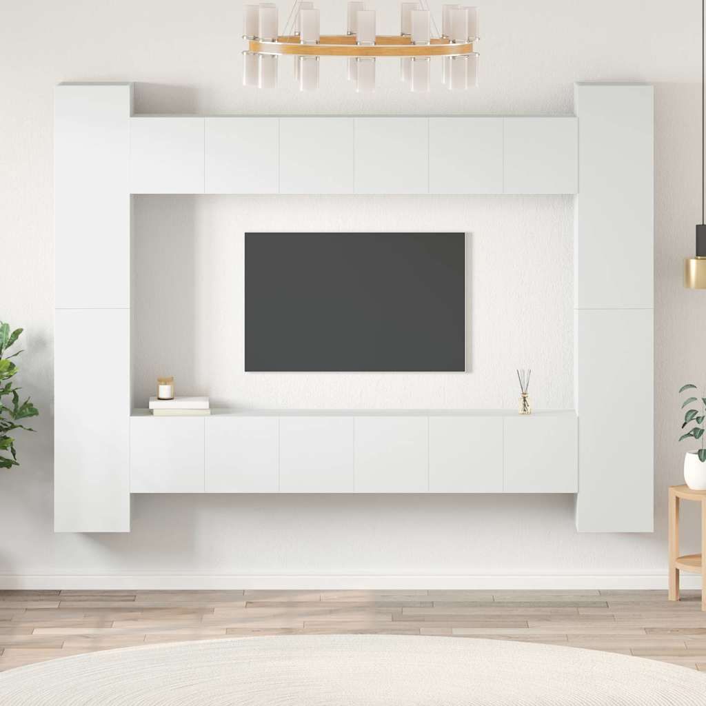 Set Mobili Porta TV 10 pz Bianco in Legno Multistrato vidaXL