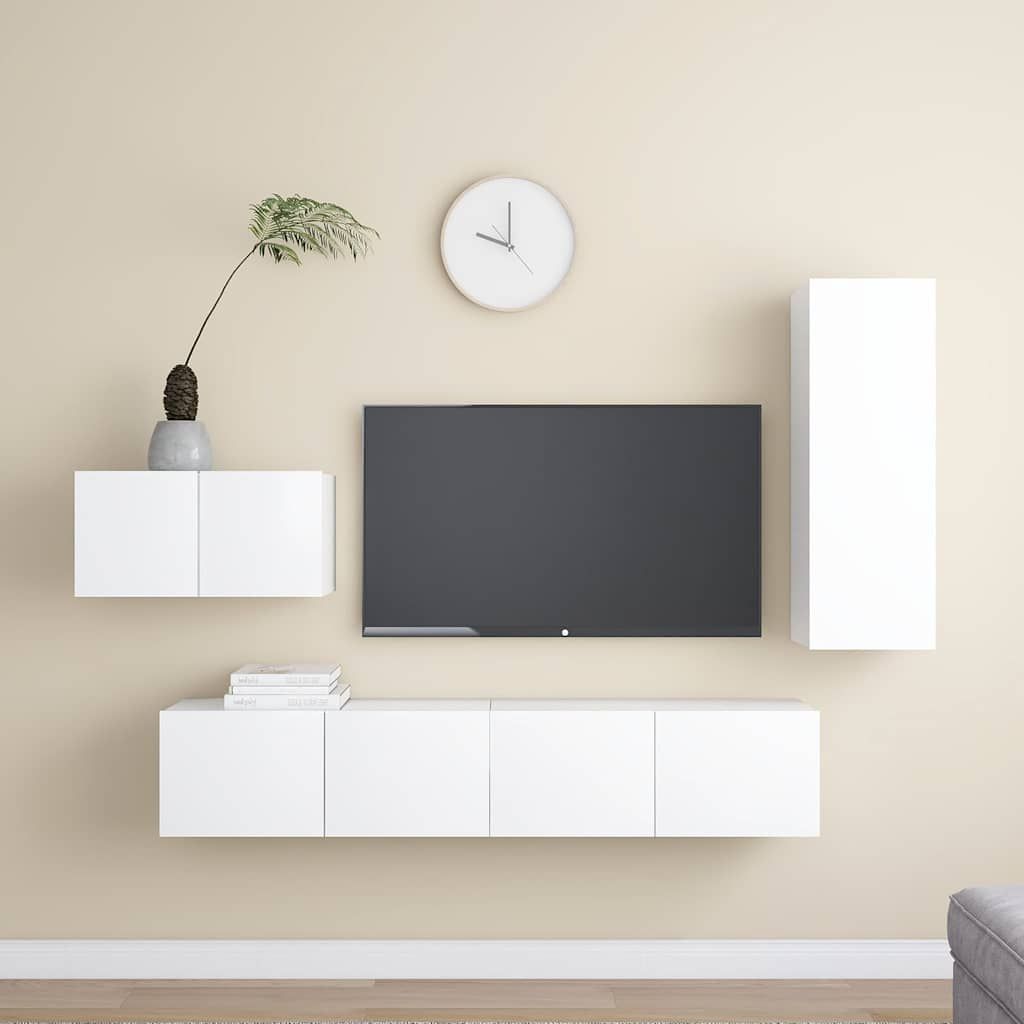 Set Mobili Porta TV 4 pz Bianco in Legno Multistrato vidaXL