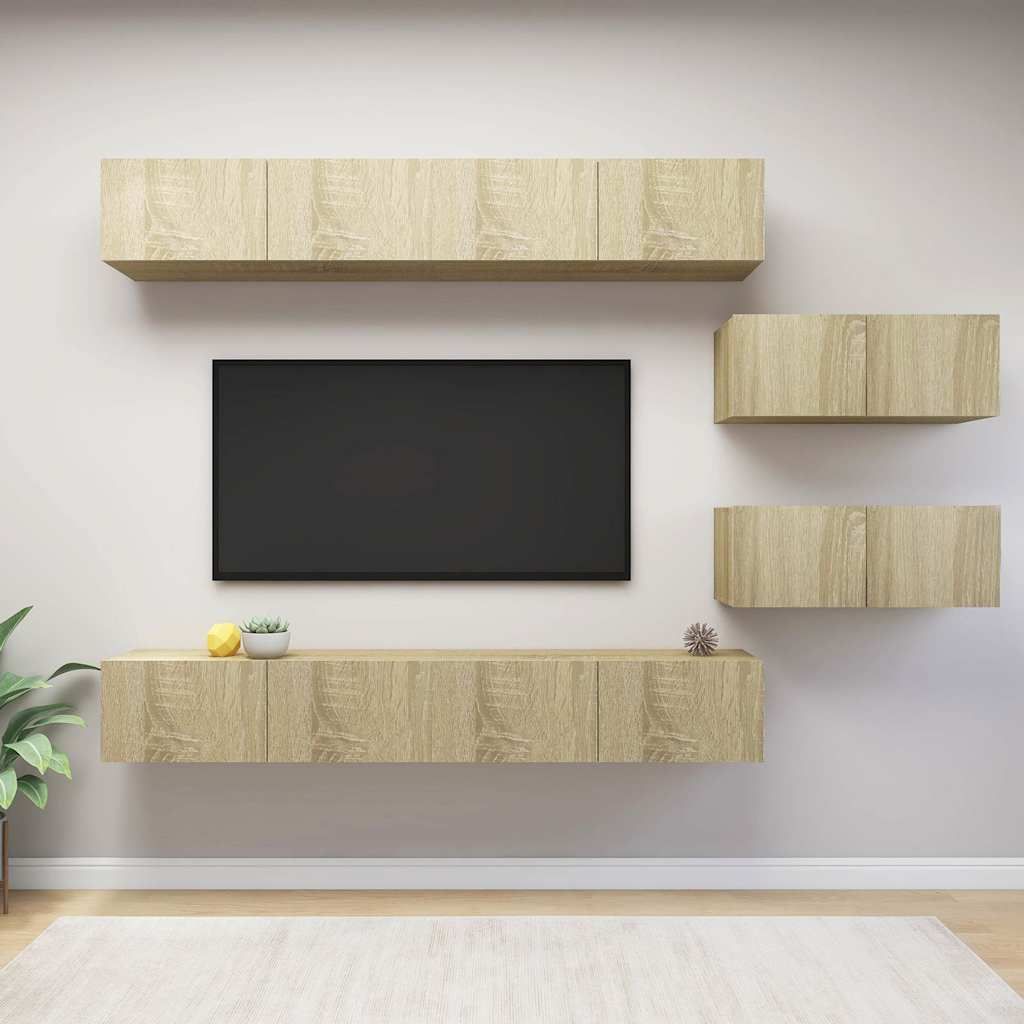 Set di Mobili Porta TV 6 pz Rovere Sonoma in Legno Multistrato vidaXL