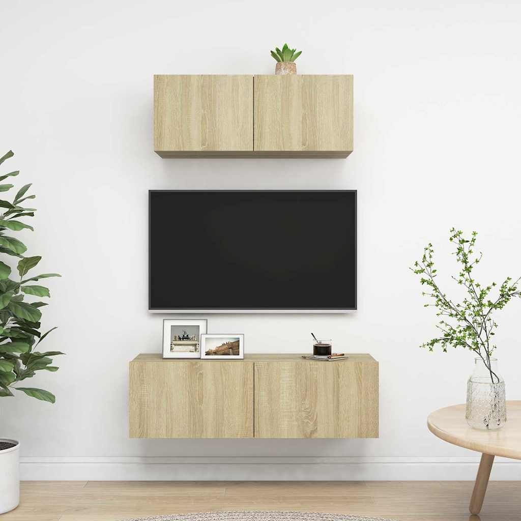Set di Mobili Porta TV 2 pz Rovere Sonoma in Legno Multistrato vidaXL