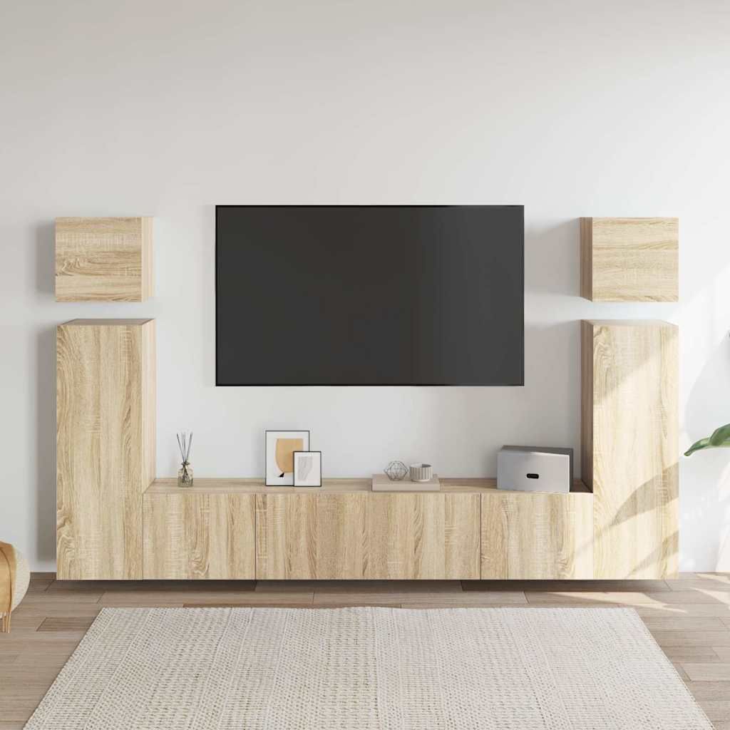 Set di Mobili Porta TV 8 pz Rovere Sonoma in Legno Multistrato vidaXL
