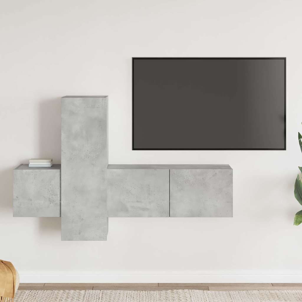 Set di Mobili Porta TV 3 pz Grigio Cemento in Legno Multistrato vidaXL