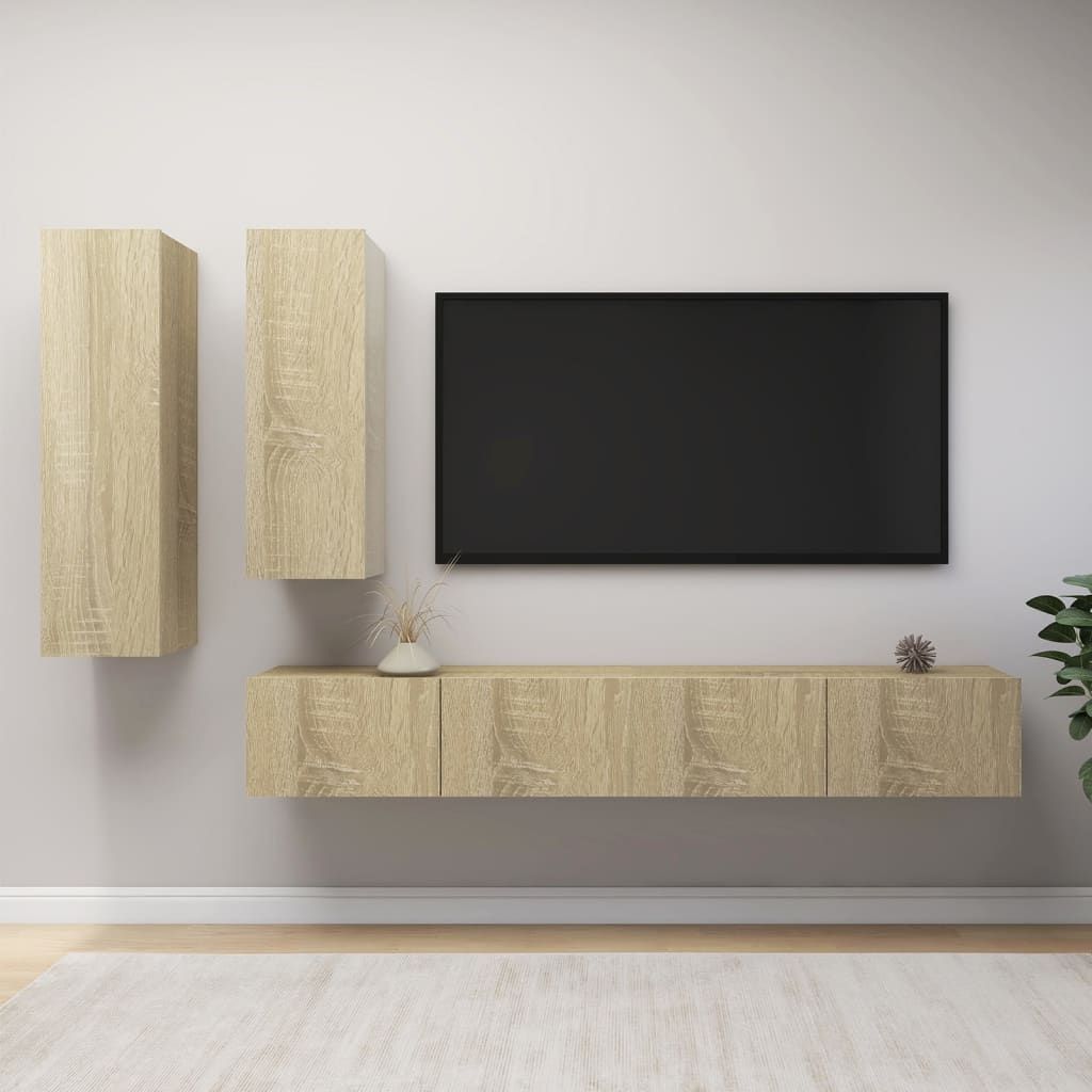 Set di Mobili TV 4 pz Rovere Sonoma in Legno Multistrato vidaXL