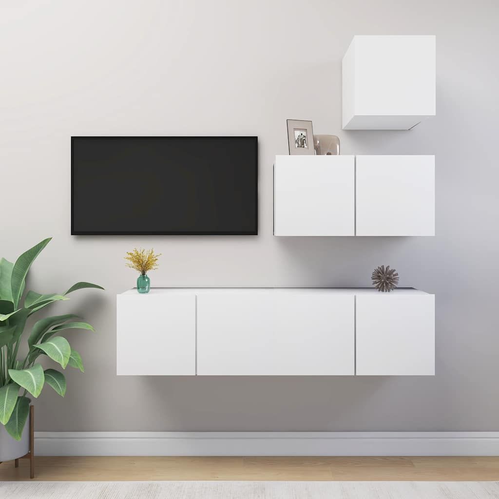 Set Mobili Porta TV 4 pz Bianco in Legno Multistrato vidaXL