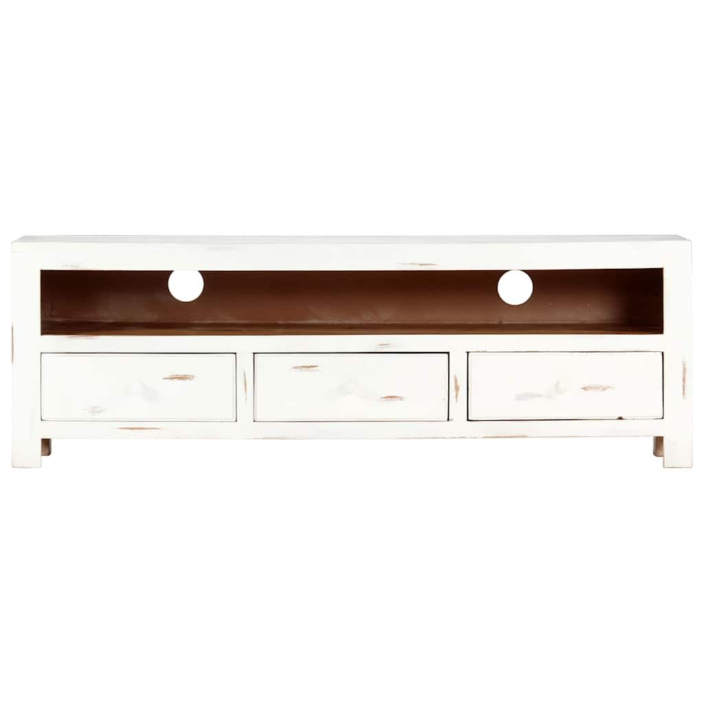 Mobile Porta TV Bianco 120x30x40 cm in Legno Massello di Acacia vidaXL