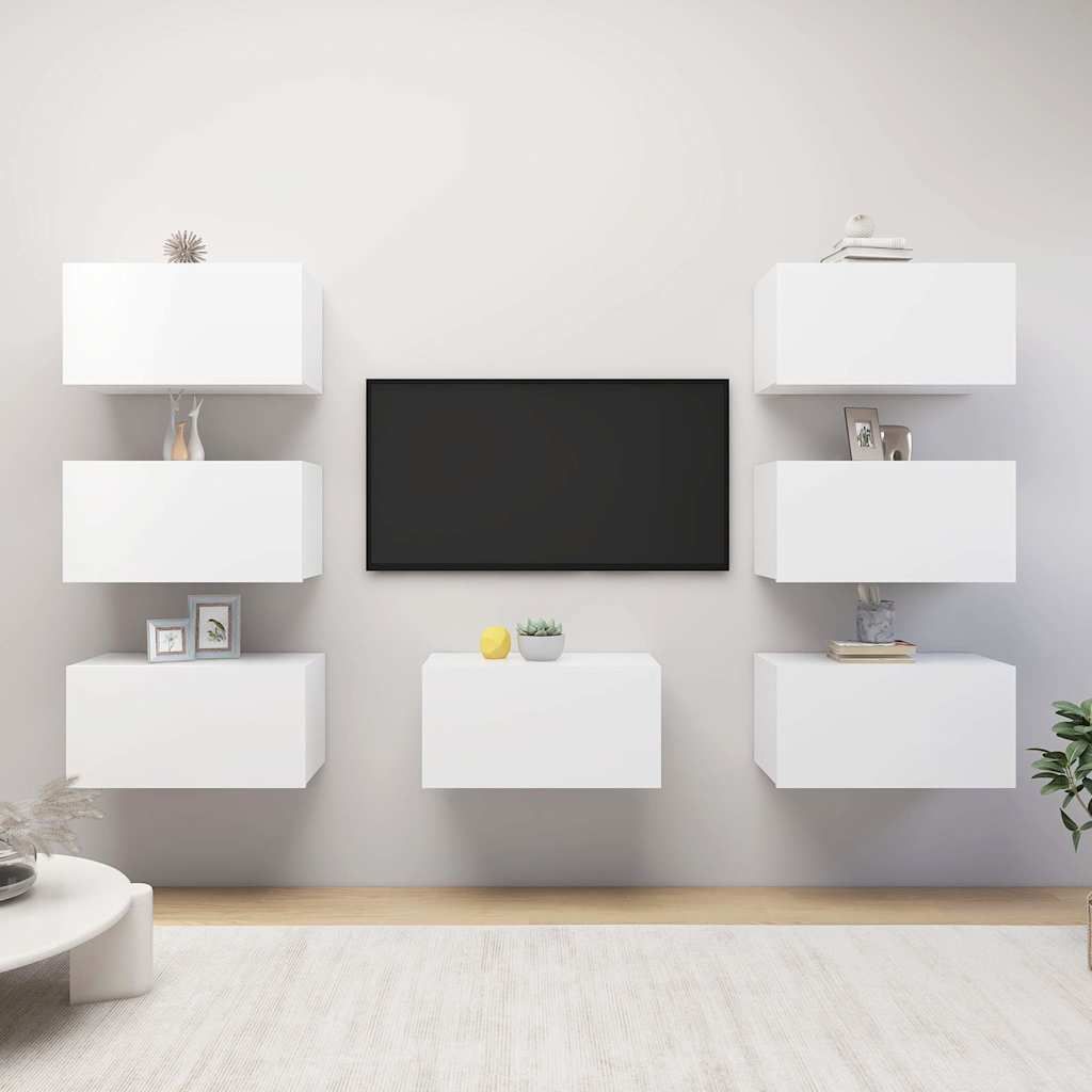 Mobili Porta TV 7 pz Bianchi 30,5x30x60 cm in Legno Multistrato vidaXL