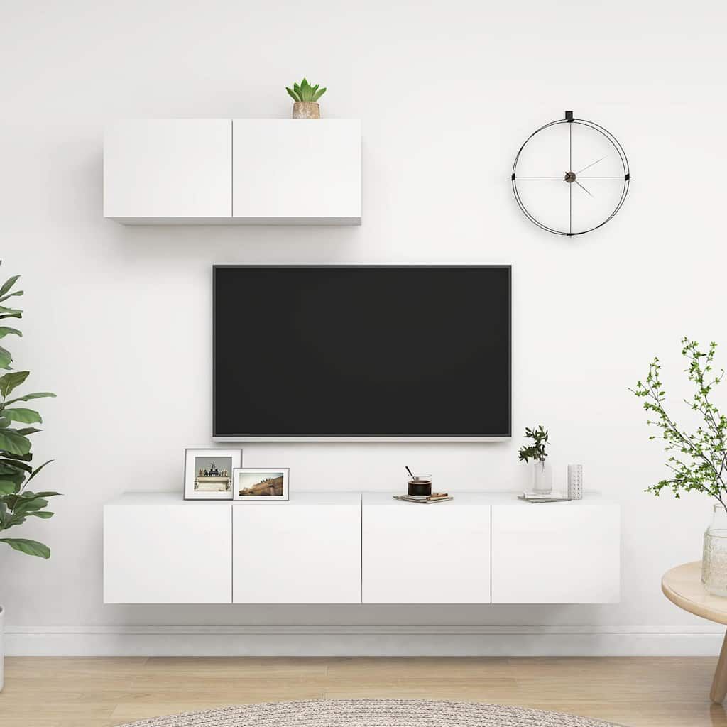 Mobili TV 3 pz Bianchi in Legno Multistrato vidaXL