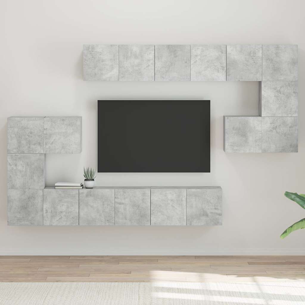 Set di Mobili Porta TV 10pz Grigio Cemento in Legno Multistrato vidaXL