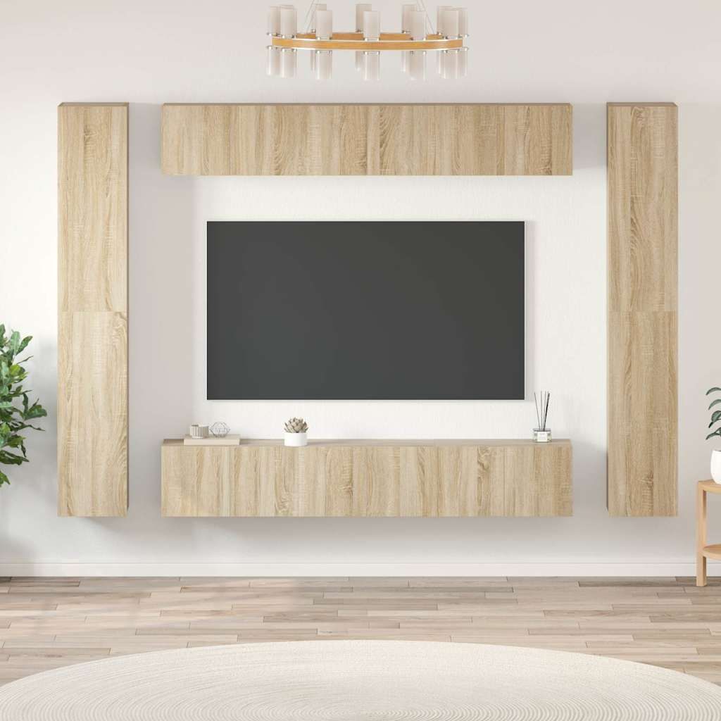 Set di Mobili Porta TV 10 pz Rovere Sonoma in Legno Multistrato vidaXL