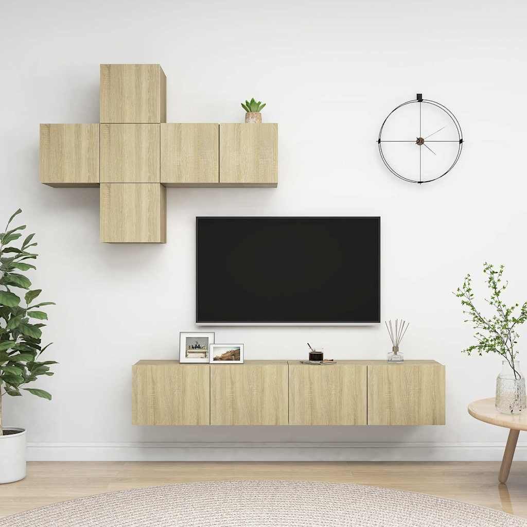 Set di Mobili Porta TV 7 pz Rovere Sonoma in Legno Multistrato vidaXL