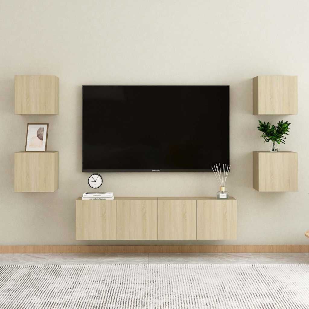 Set di Mobili Porta TV 6 pz Rovere Sonoma in Legno Multistrato vidaXL