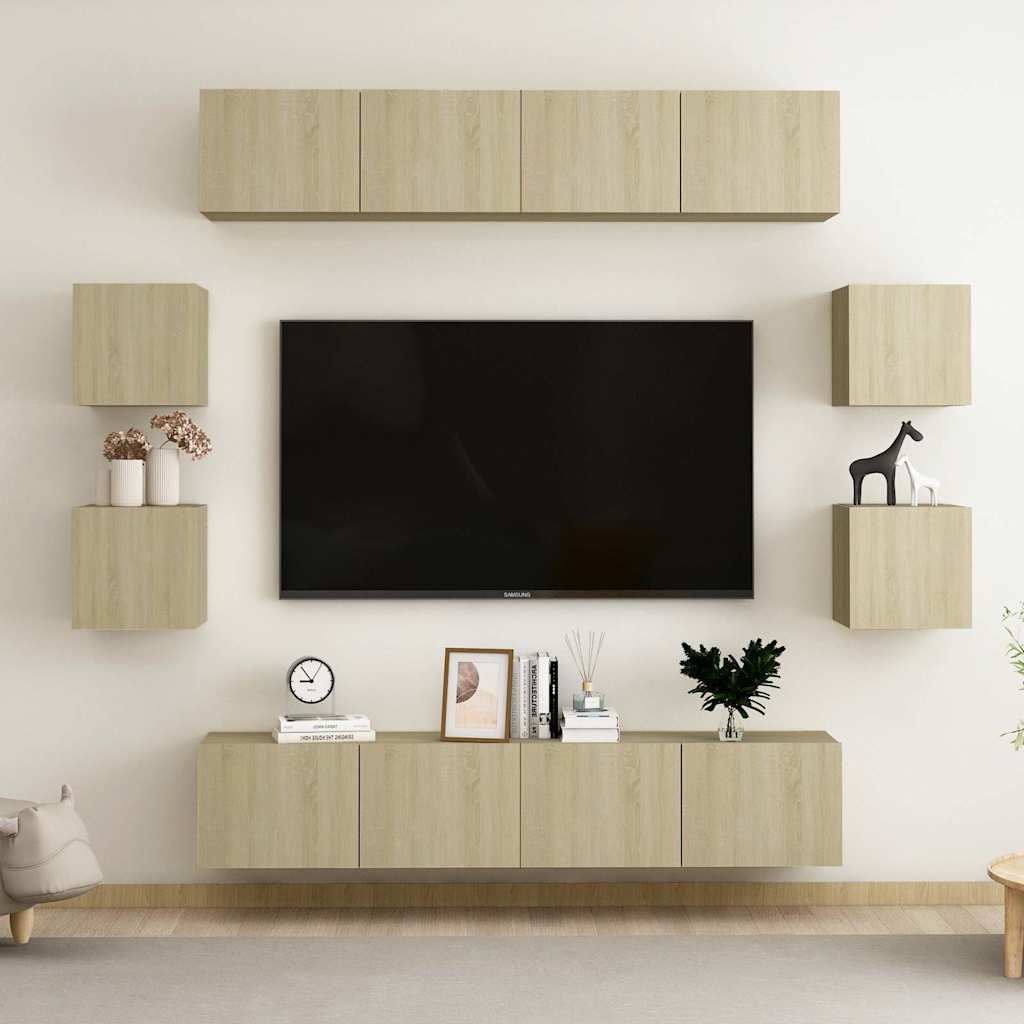 Set di Mobili Porta TV 8 pz Rovere Sonoma in Legno Multistrato vidaXL