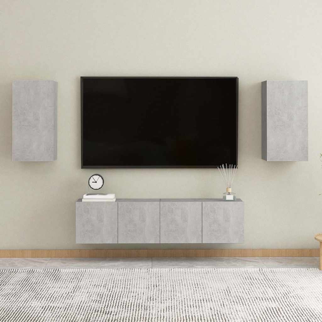 Set di Mobili Porta TV 4 pz Grigio Cemento in Legno Multistrato vidaXL