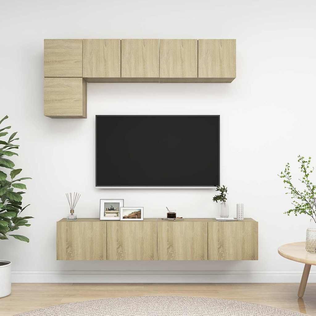 Set di Mobili TV 5 pz Rovere Sonoma in Legno Multistrato vidaXL