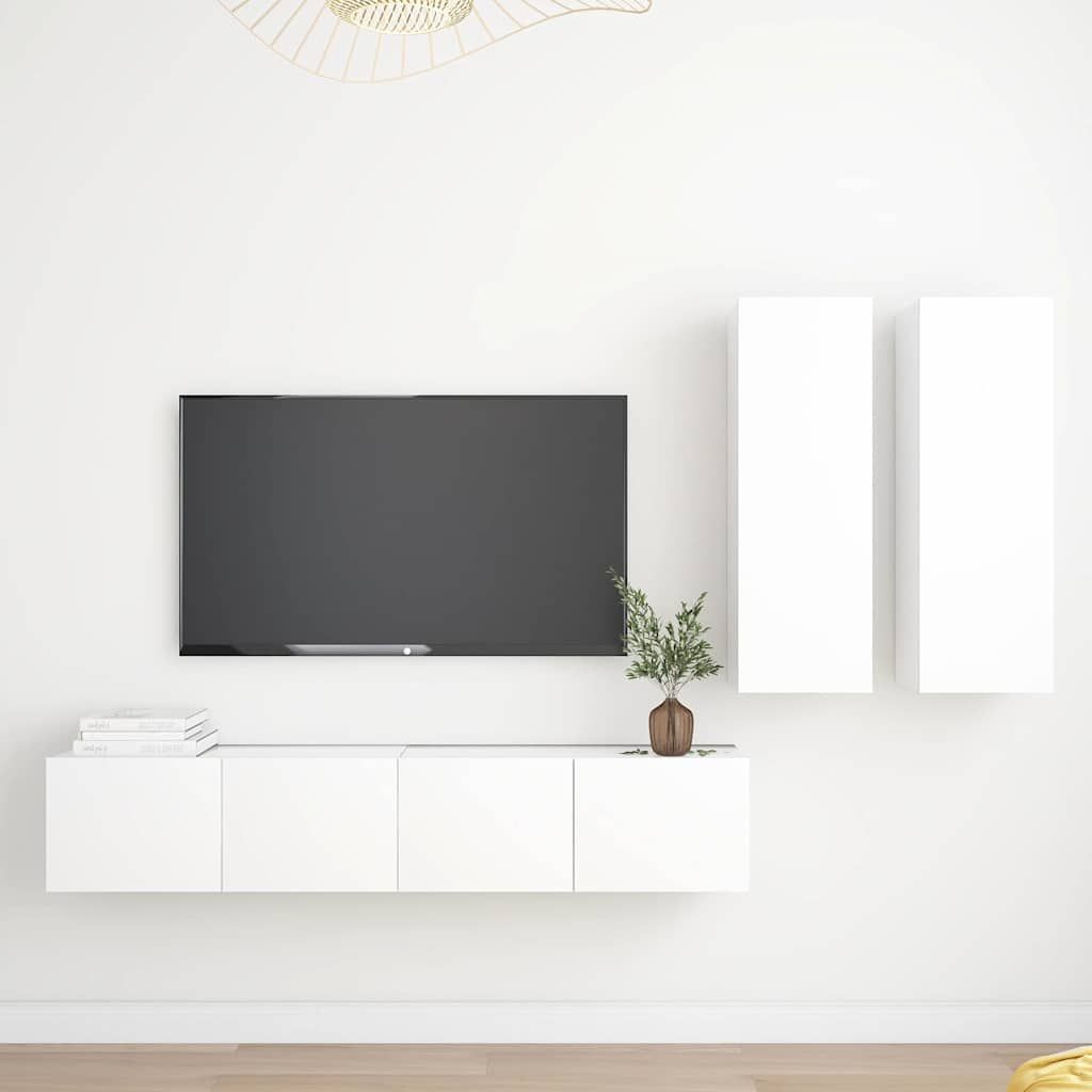 Set Mobili Porta TV 4 pz Bianco in Legno Multistrato vidaXL