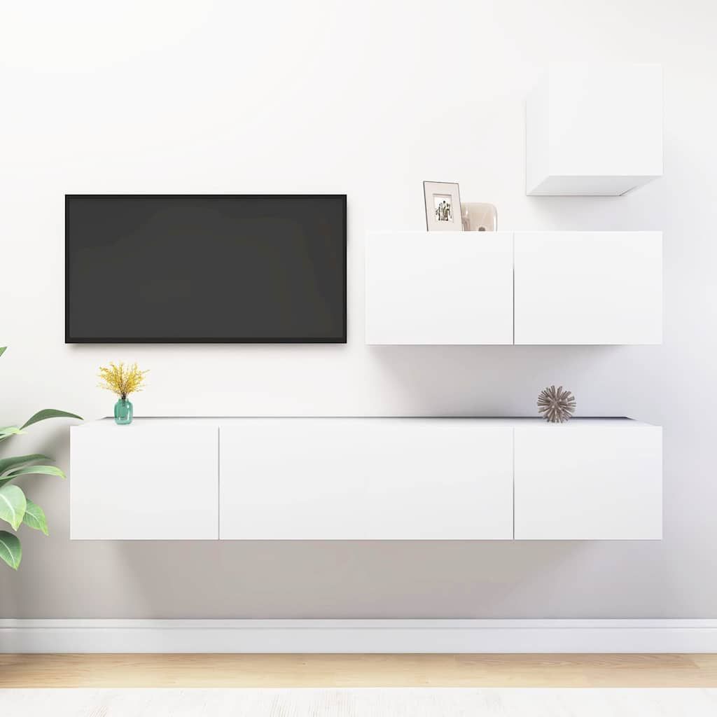 Set Mobili Porta TV 4 pz Bianco in Legno Multistrato vidaXL