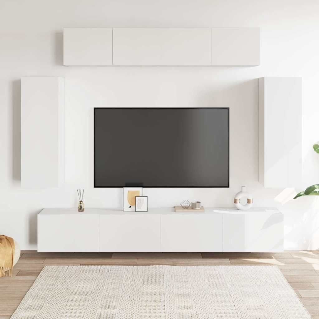 Set di Mobili Porta TV 6 pz Bianco in Legno Multistrato vidaXL