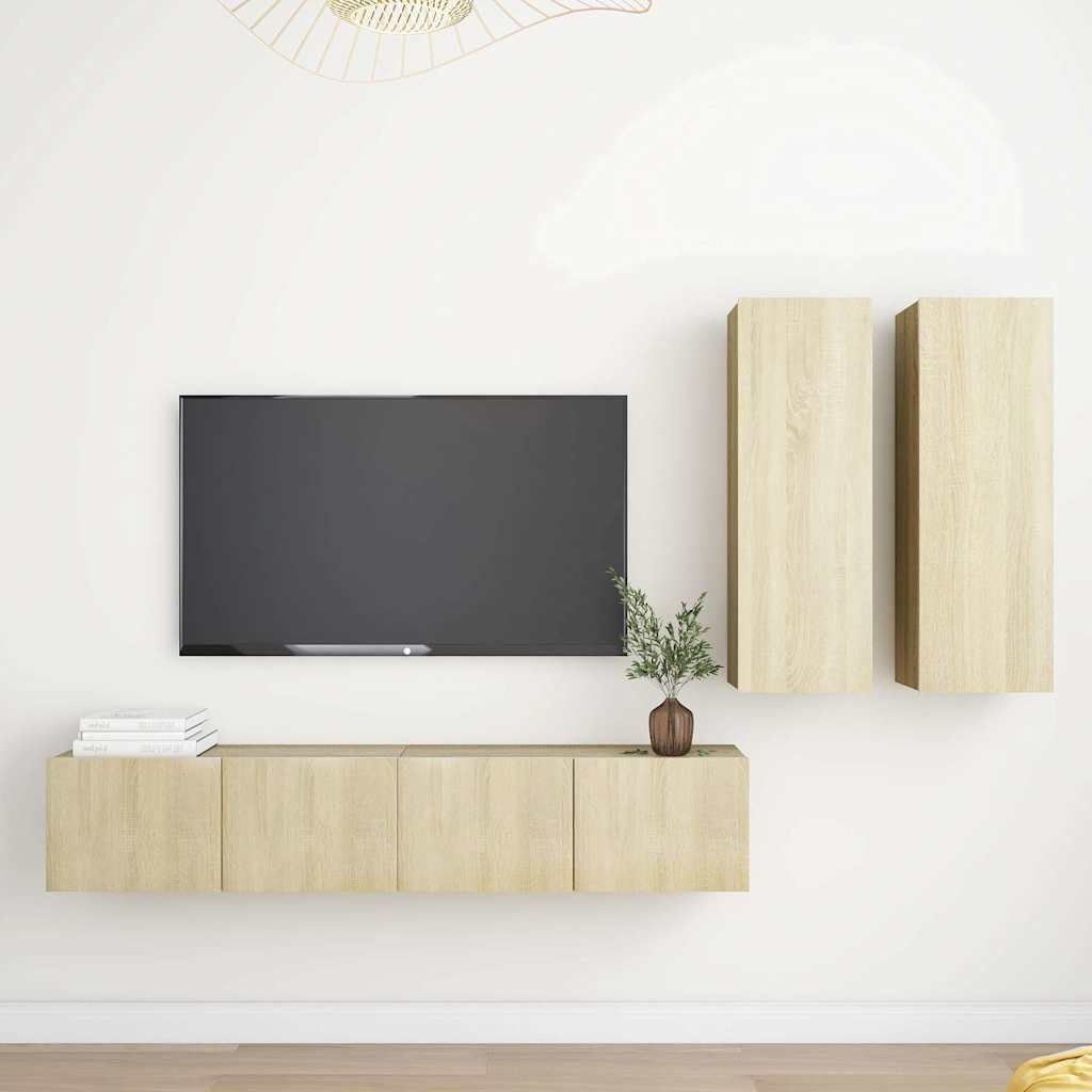 Set di Mobili TV 4 pz Rovere Sonoma in Legno Multistrato vidaXL