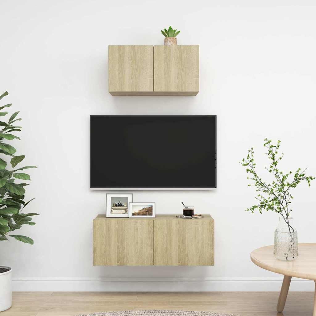 Set di Mobili Porta TV 2 pz Rovere Sonoma in Legno Multistrato vidaXL