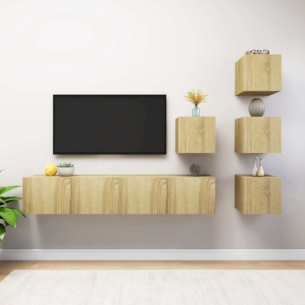 Set di Mobili Porta TV 6 pz Rovere Sonoma in Legno Multistrato vidaXL