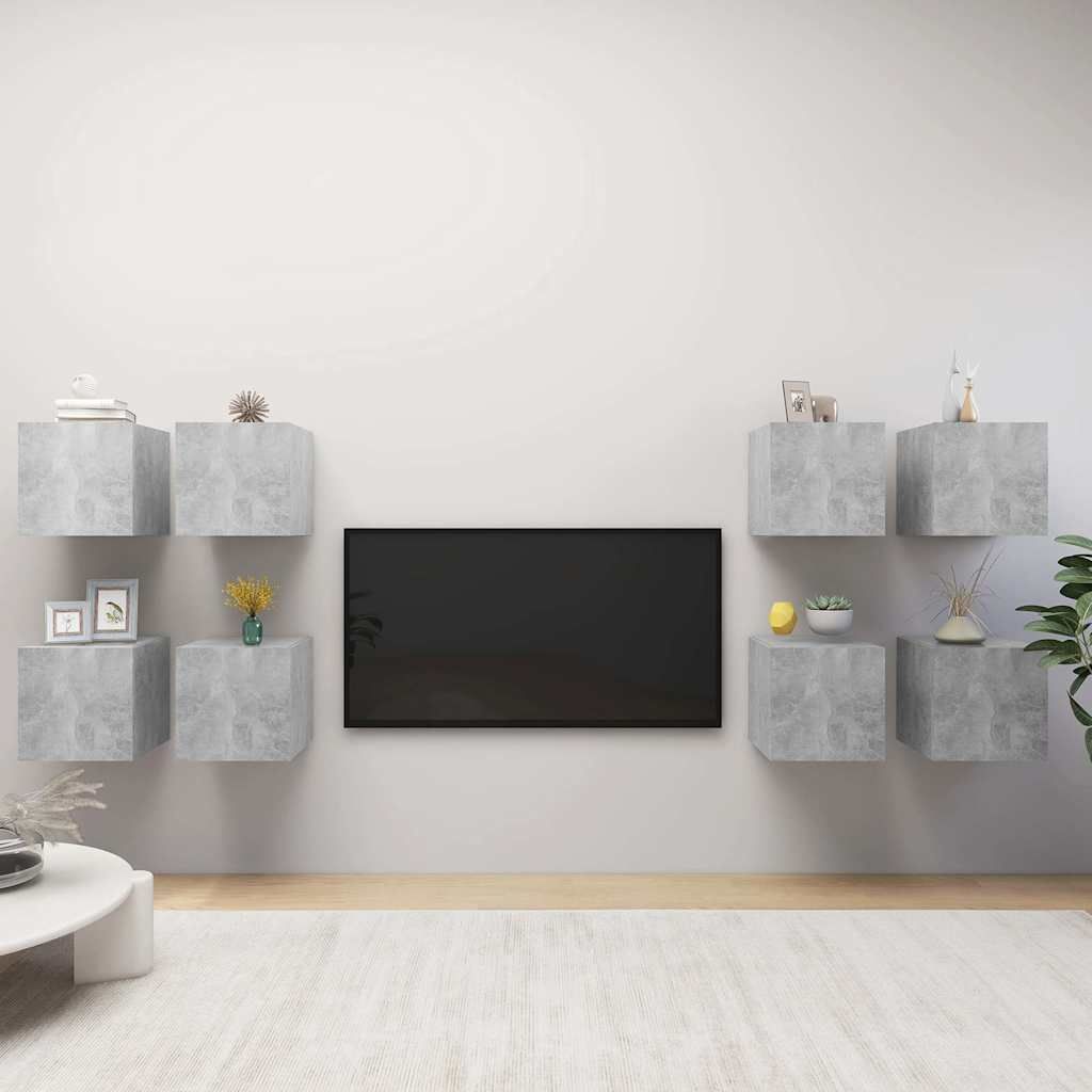 Mobili Porta TV a Parete 8 pz Grigio Cemento 30,5x30x30 cm vidaXL
