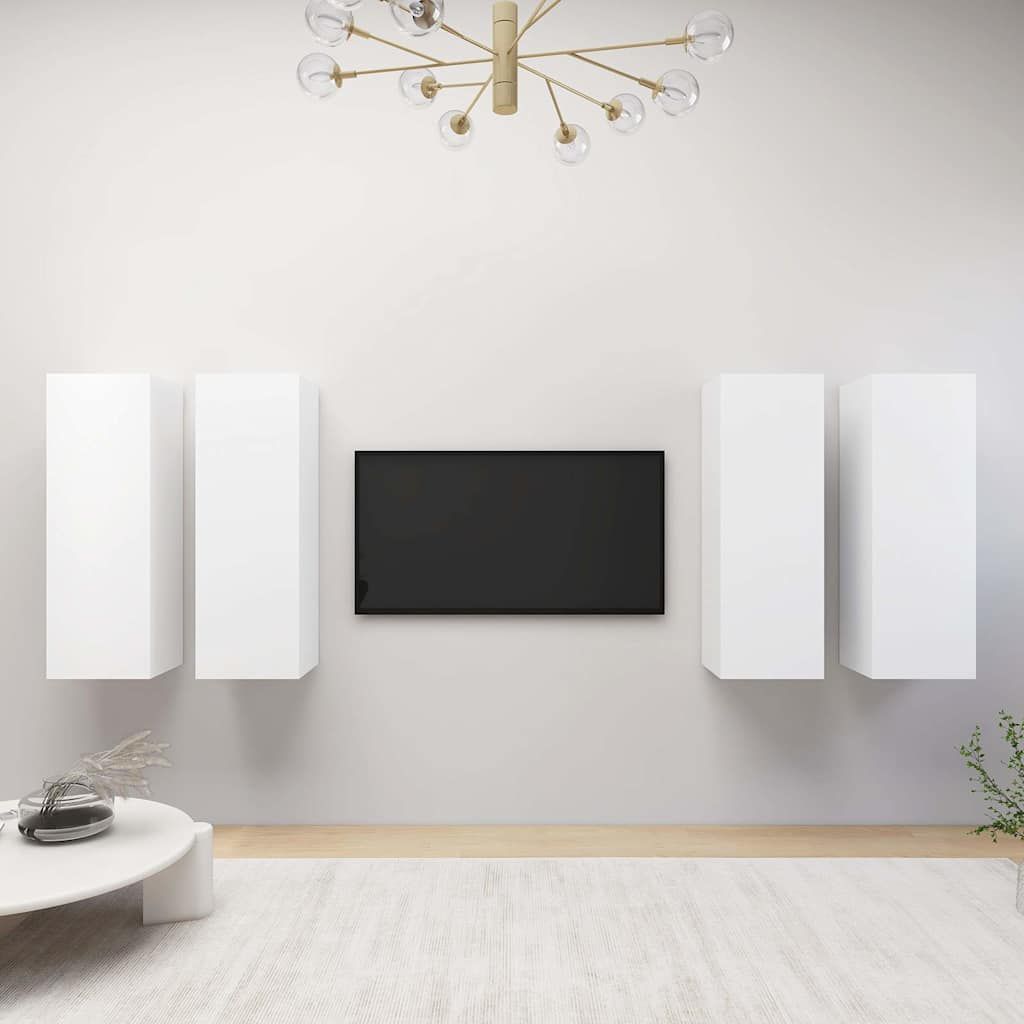 Mobili Porta TV 4 pz Bianchi 30,5x30x90 cm in Legno Multistrato vidaXL