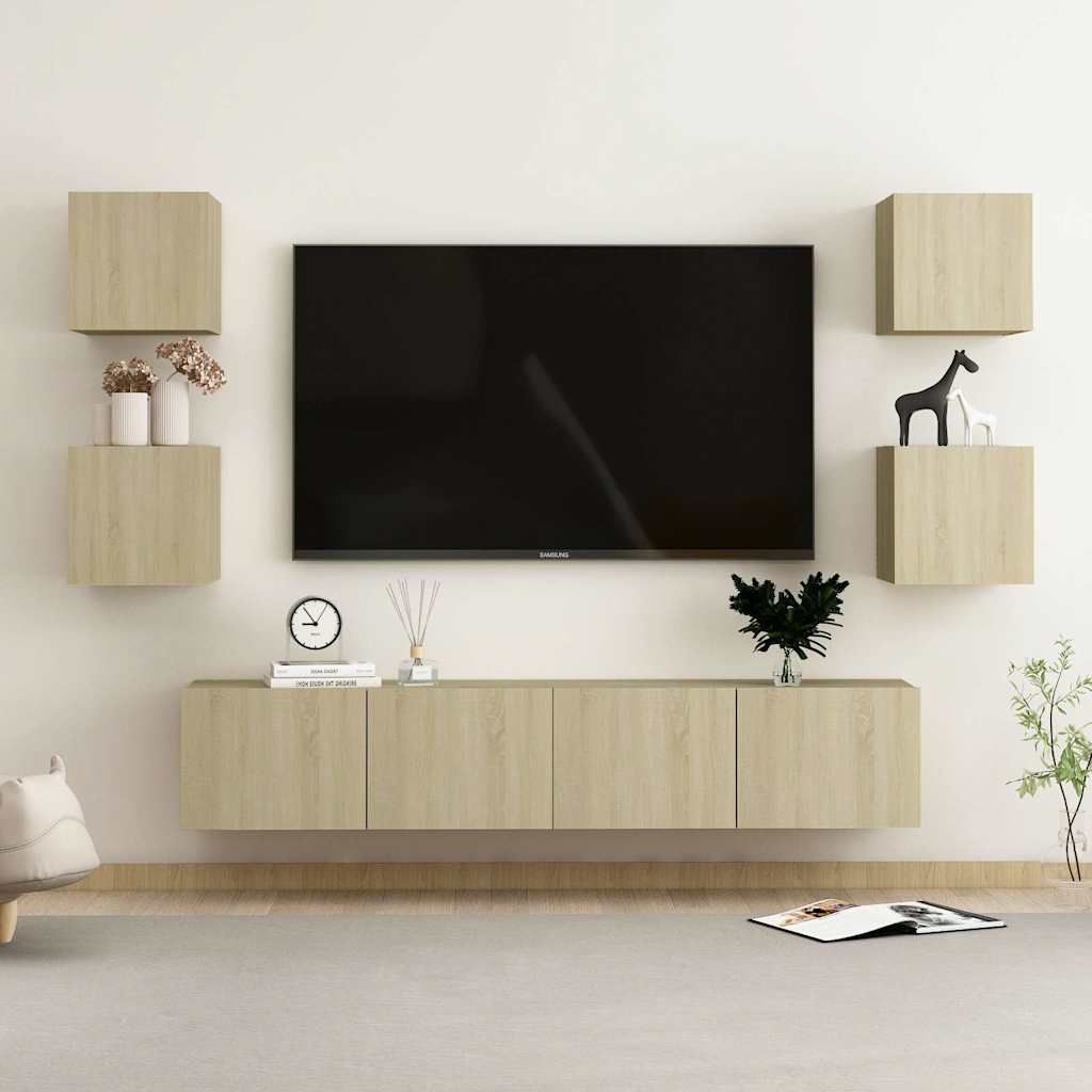 Set di Mobili TV 6 pz Rovere Sonoma in Legno Multistrato vidaXL