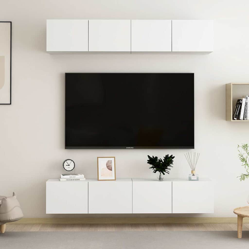 Mobili TV 4 pz Bianchi 80x30x30 cm in Legno Multistrato vidaXL