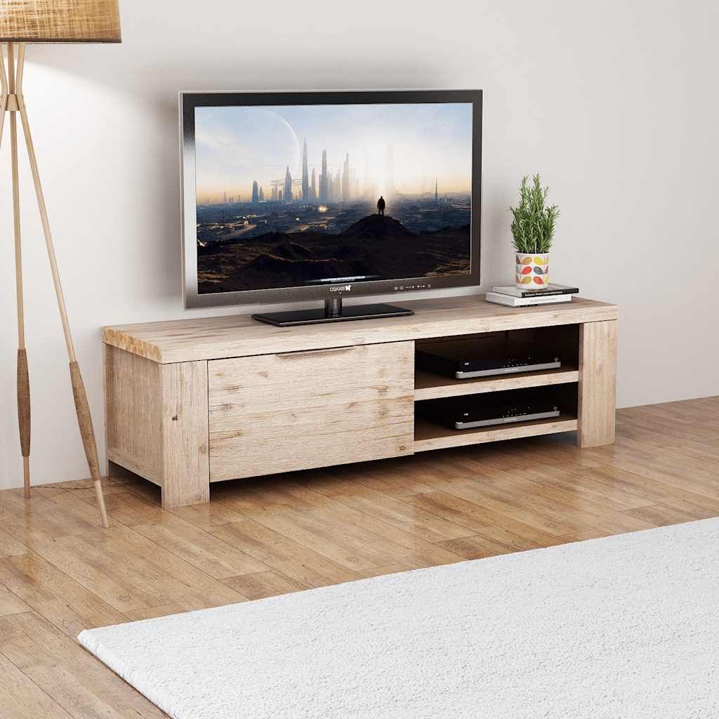 Mobile Porta TV in Legno Massello Acacia Spazzolato 140x38x40cm vidaXL