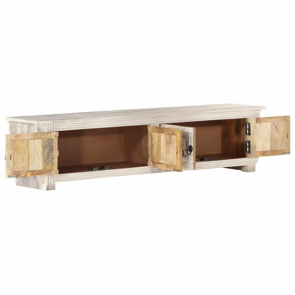 Mobile Porta TV Bianco 140x30x35 cm in Legno Massello di Mango vidaXL