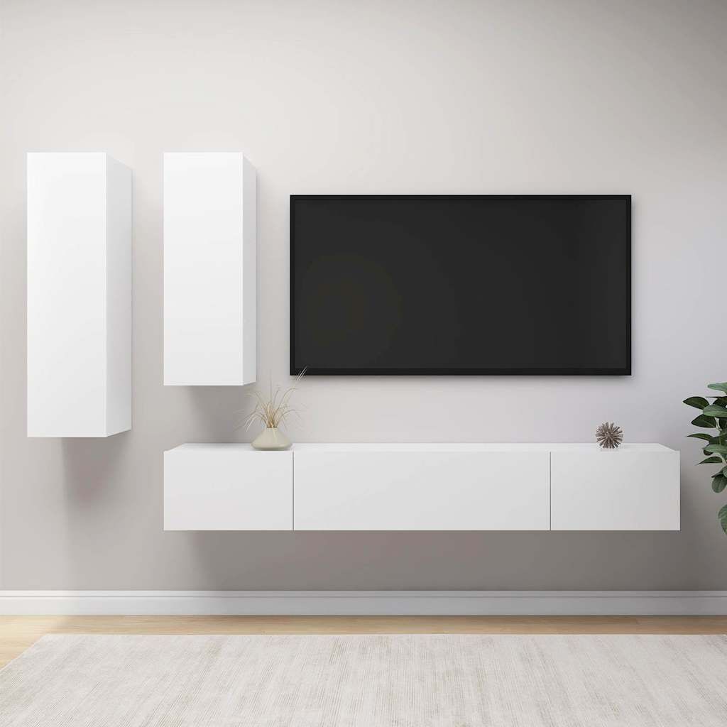 Set di Mobili Porta TV 4 pz Bianco in Legno Multistrato vidaXL